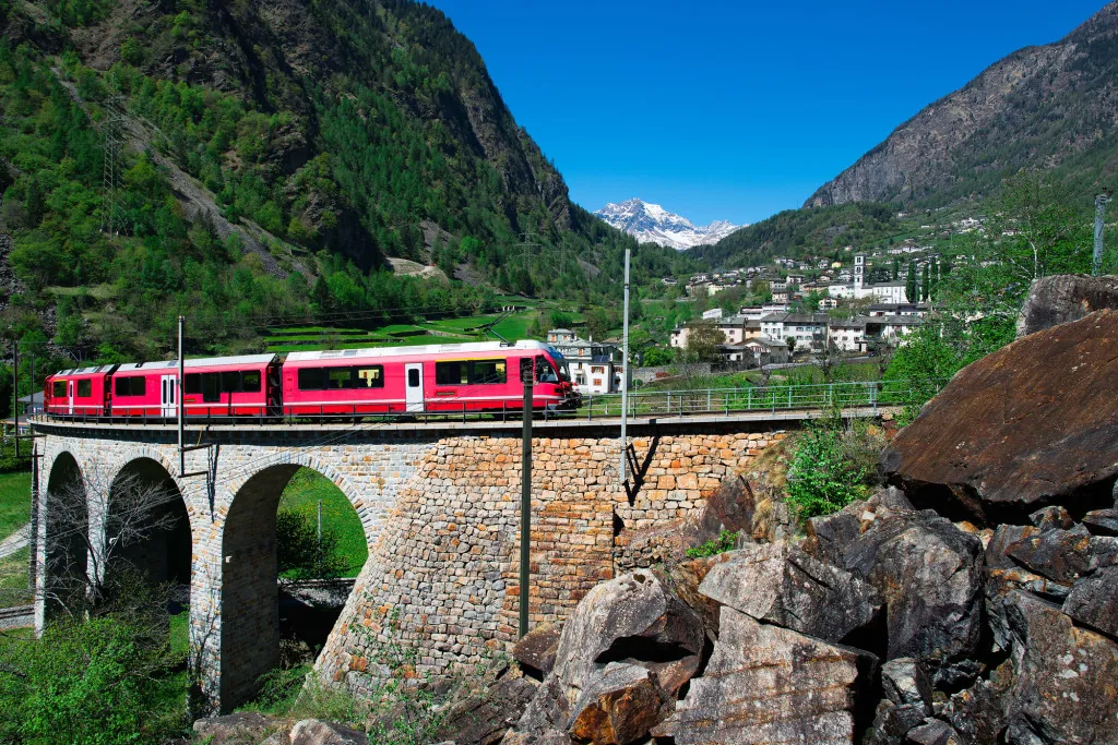 Bernina Express route door de Zwitserse Alpen
